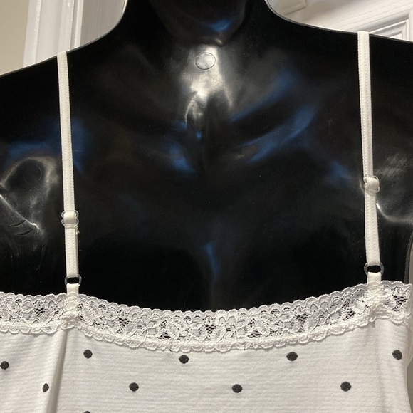 NWOT - Majora White & Black Stitched Polka Dot Scalloped Edge Camisole - Sz L - Picture 15 of 16